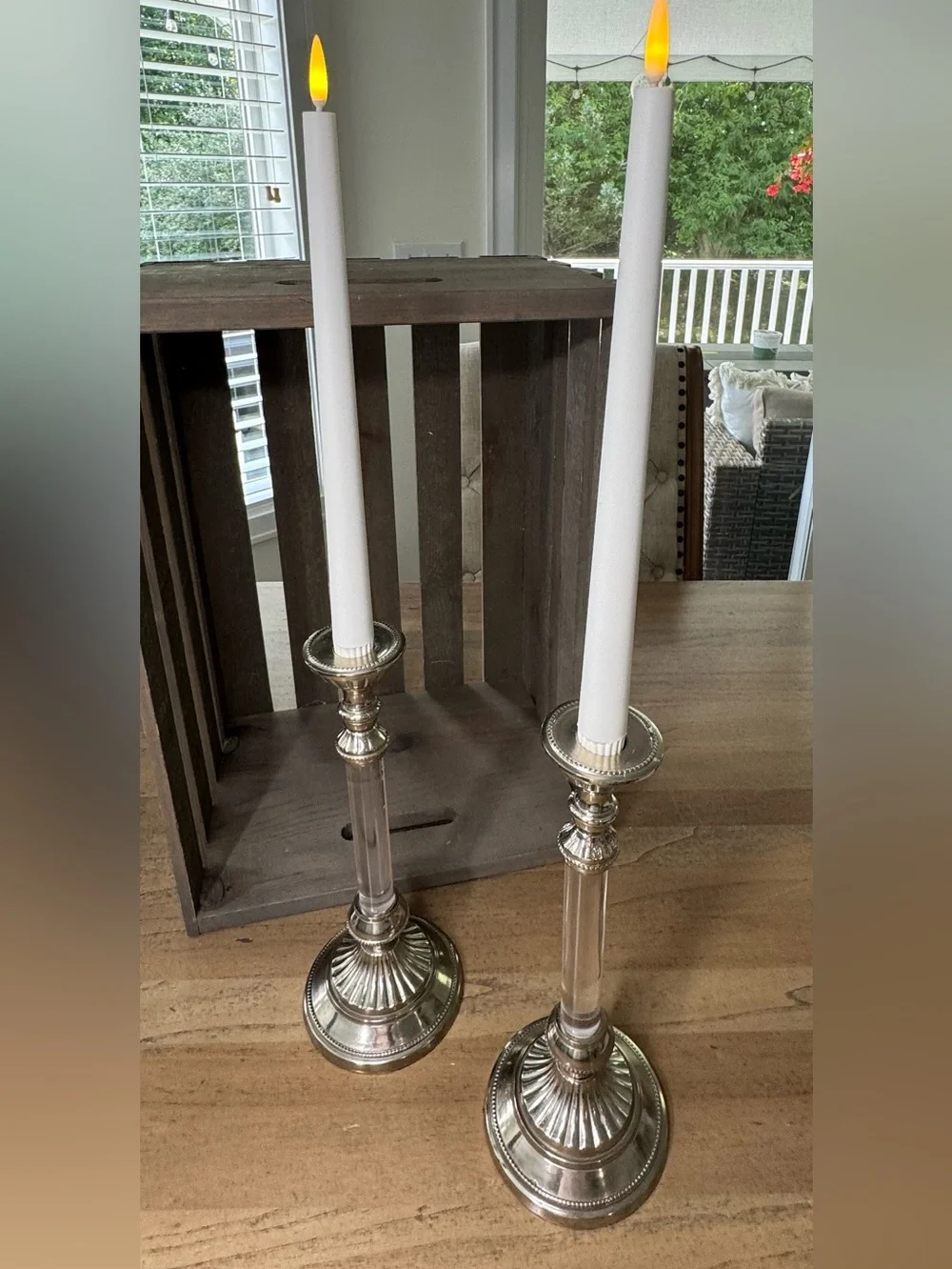 Corinthian Style Silver-Plated Candlesticks, set of 2